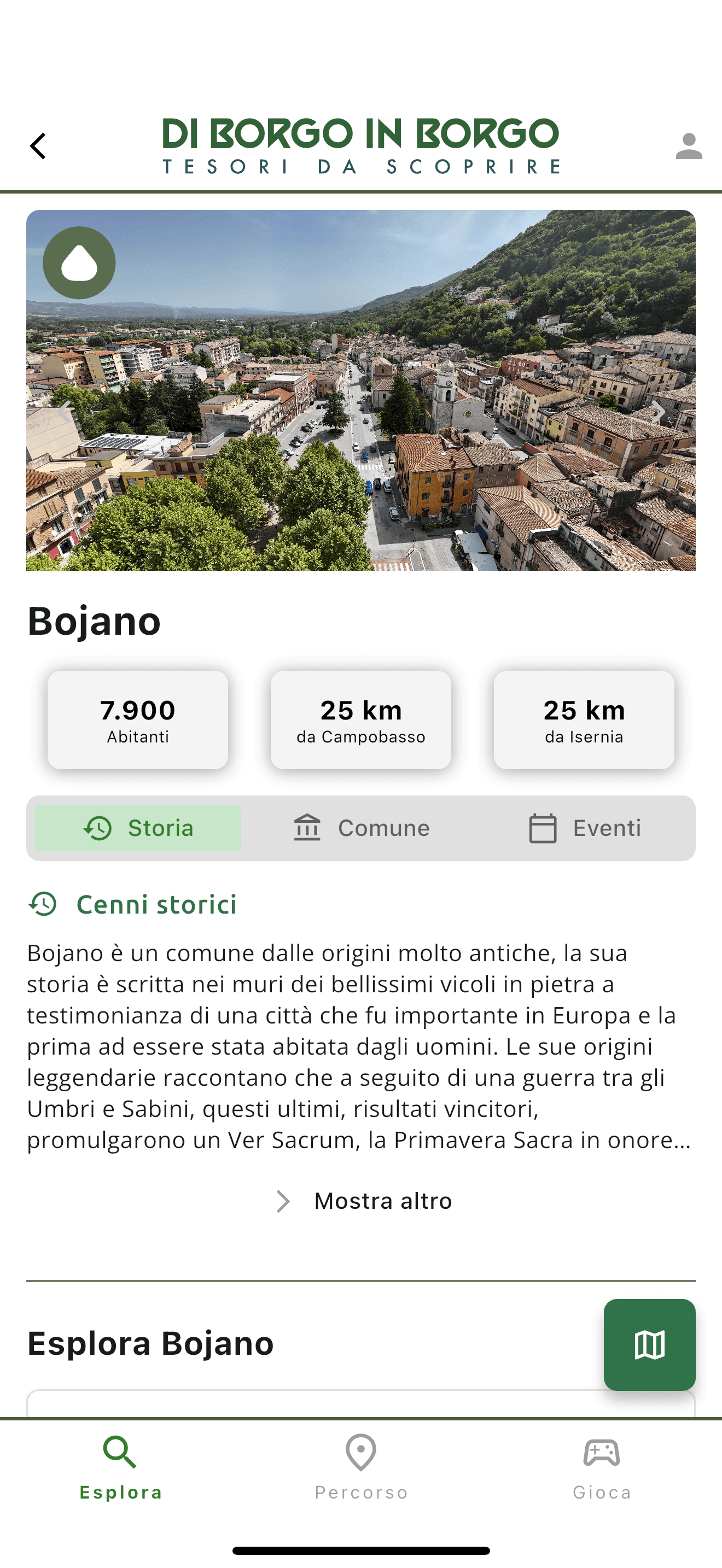 App screenshot 3: Scheda del comune